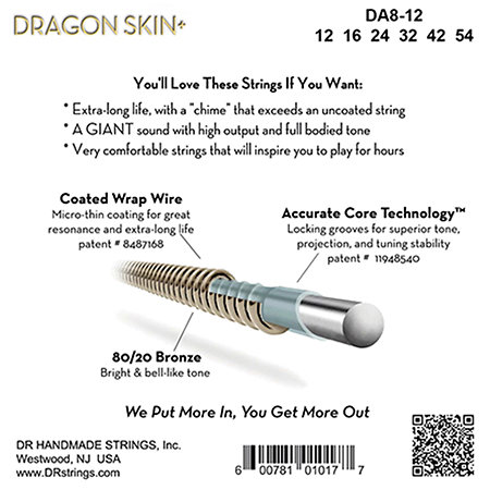 DR Strings Dragon Skin + 80/20 Bronze Light 12-54