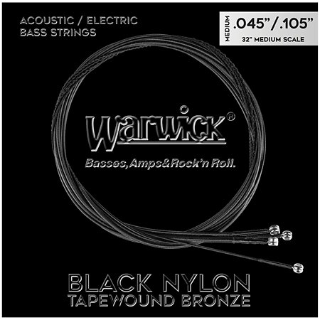 Warwick Black Nylon Tapewound Medium 045-105