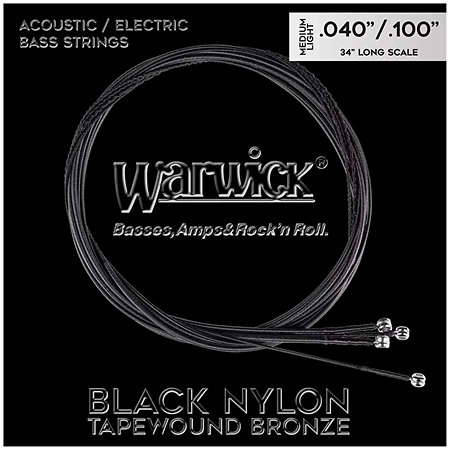 Warwick Black Nylon Tapewound Medium Light Long Scale 040-100