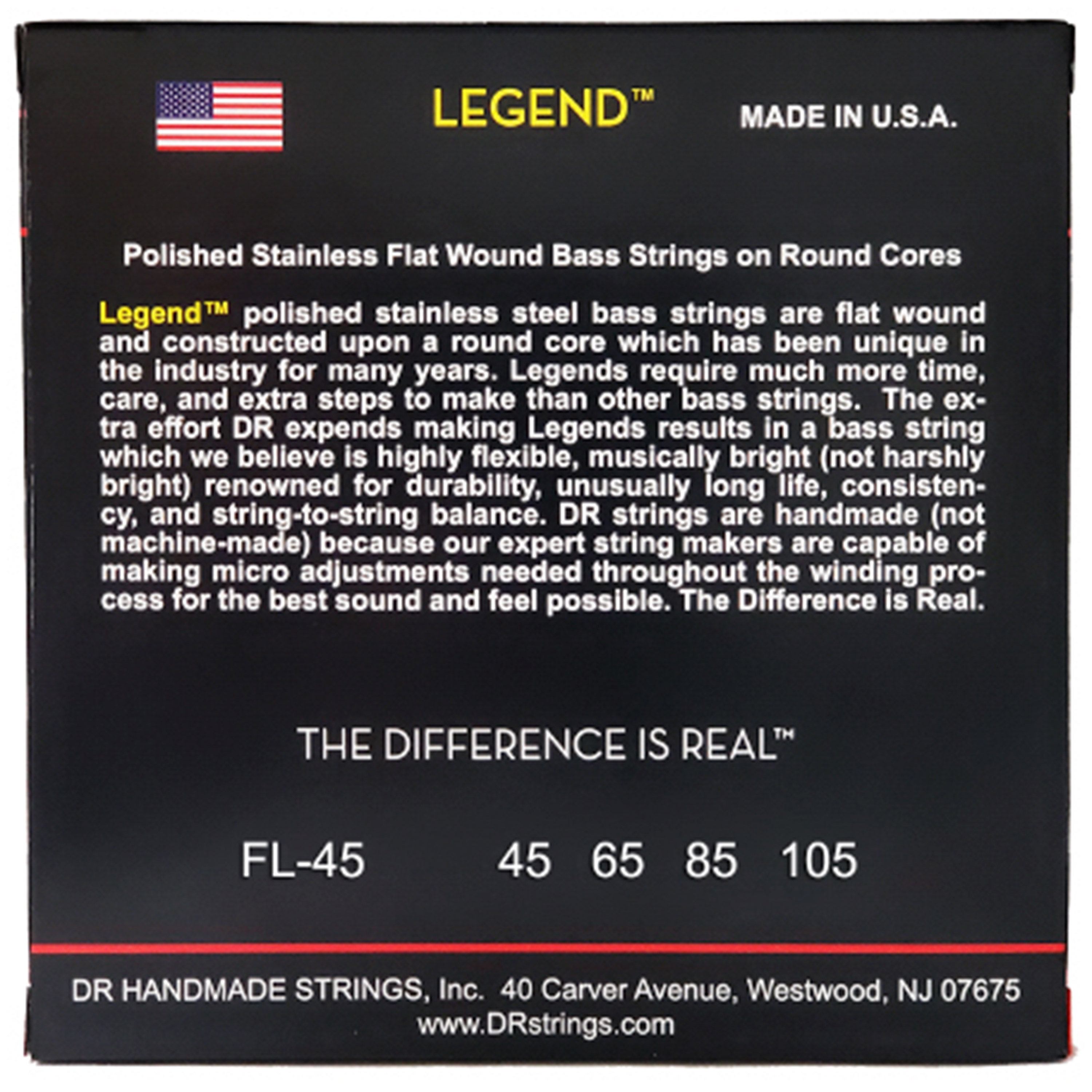 DR Strings Legend Polished Flatwound Medium 45-105 - Cordes guitare ...