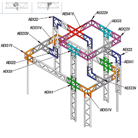 ASD AEX 41 Angle 4 départs 90 degrés à plat 0,71m x 0,71m