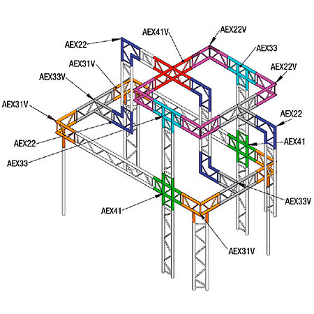 AEX 24V Angle 2 départs 120 degrés 0,50m x 0,50m ASD