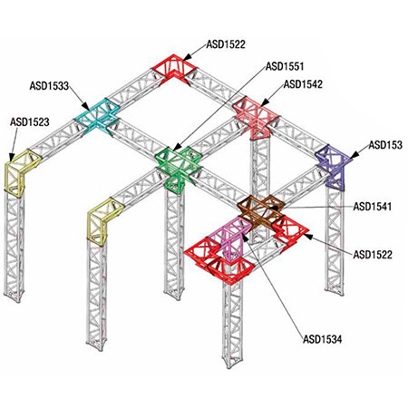 ASD ASD 1551 Angle structure triangulaire vertical 5 départs 90 degrés pied 0,25m x 0,35m x 0,35m
