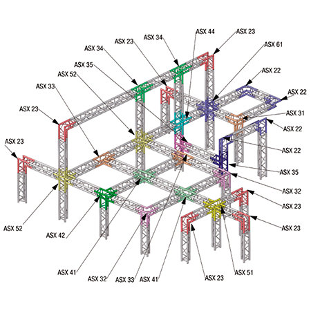 ASD ASX 23 Angle structure triangulaire 2 départs 90 degrés 0,50m x 0,50m