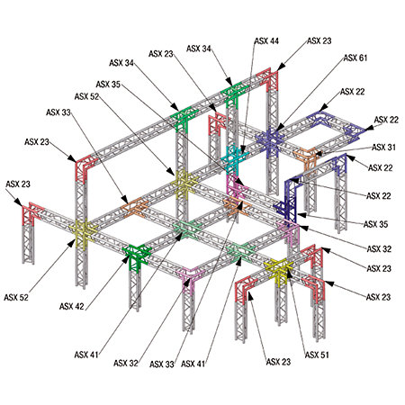 ASD ASX 33 Angle structure triangulaire 3 départs 90 degrés 0,50m x 0,71m