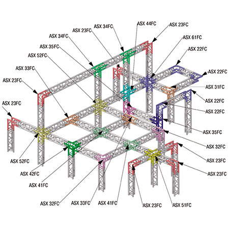 ASD ASX 25 FC Angle structure triangulaire 2 départs 135 degrés 0,50m x 0,50m