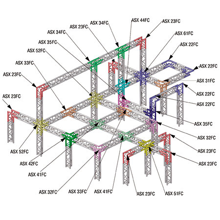 ASD ASX 41 FC Angle structure triangulaire 4 départs 90 degrés horizontal 0,71m x 0,71m