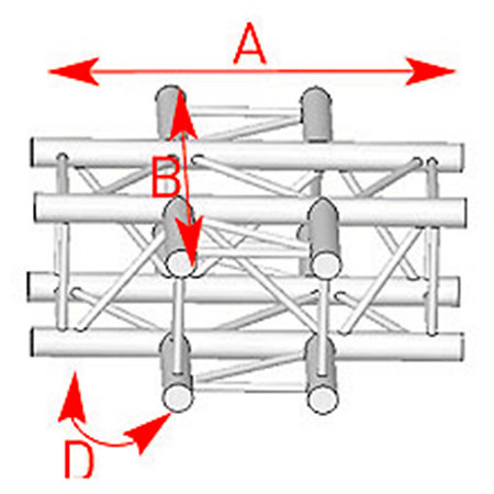 ASD ASZ 41 FC Angle structure carrée 4 départs 90 degrés horizontal 0,71m x 0,71m