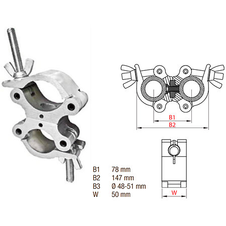 ASD CRA 50 D Double collier pivotant 360 degrés charge 500 kg
