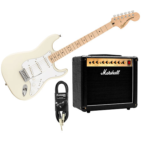 Pack Affinity Stratocaster MN Olympic White + DSL5C Combo + Câble Jack Mâle Mono Squier by FENDER