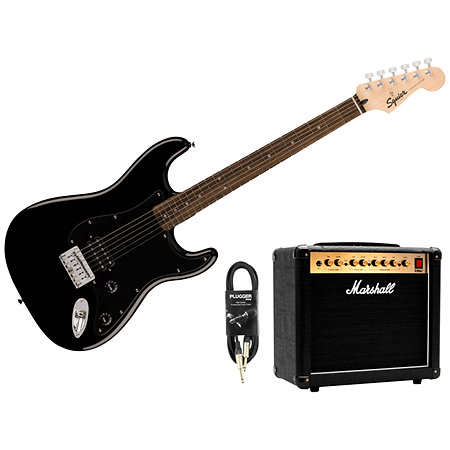 Pack Sonic Stratocaster Black + DSL5C Combo + Câble Jack Mâle Mono Squier by FENDER