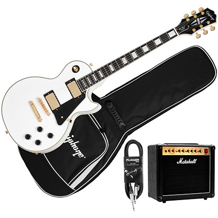 Pack Les Paul Custom Alpine White + Housse + DSL5C Combo + Câble Jack Mâle Mono Epiphone