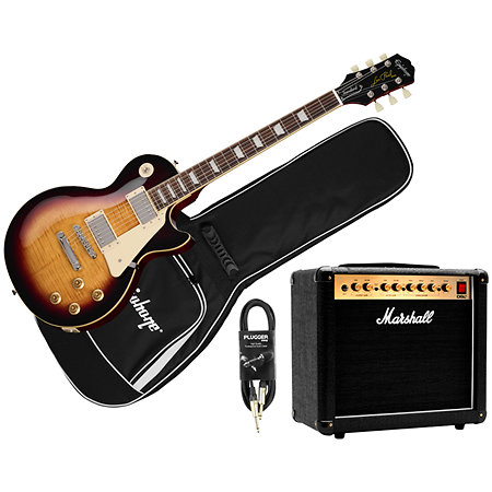 Pack Les Paul Standard 50s Figured Bourbon Burst + Housse + DSL5C Combo + Câble Jack Mâle Mono Epiphone