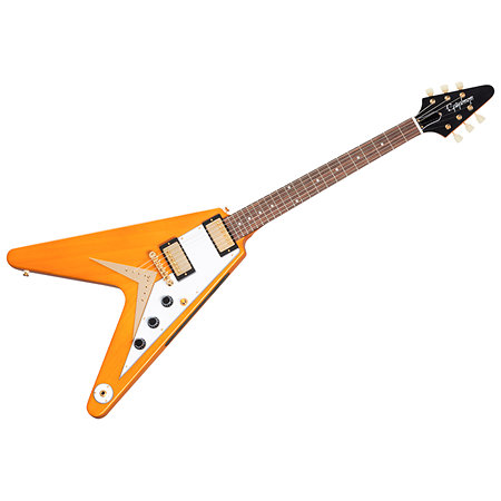Pack 1958 Korina Flying V White Pickguard Aged Natural + DSL5C Combo + Câble Jack Mâle Mono Epiphone