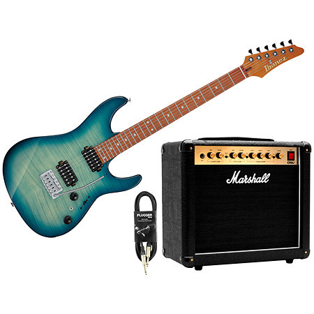 Pack AZ24S1F-TXB Standard Transparent Turquoise Burst + DSL5C Combo + Câble Jack Mâle Mono Ibanez