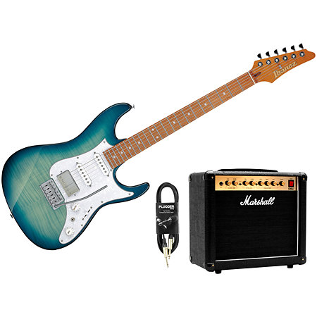 Pack AZ22S1F-TXB Standard Transparent Turquoise Burst + DSL5C Combo + Câble Jack Mâle Mono Ibanez