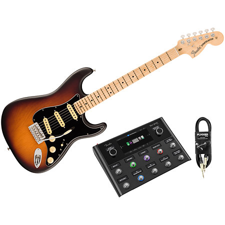 Pack American Performer Timber Pine Stratocaster LTD MN 2-Color Sunburst + housse + Tone Master Pro + Câble Jack Mâle Mono Fender