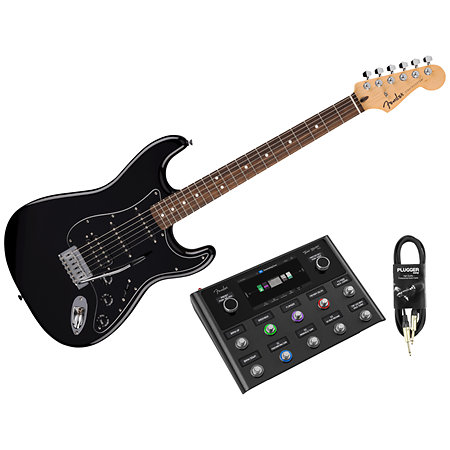 Pack Standard Stratocaster HSS LRL Black + Tone Master Pro + Câble Jack Mâle Fender