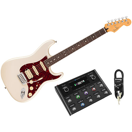 Pack Player II Modified Stratocaster HSS Rosewood Olympic Pearl + Tone Master Pro + Câble Jack Mâle Fender