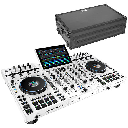 Denon DJ Pack Prime 4+ White Limited Edition + Flight Case Black