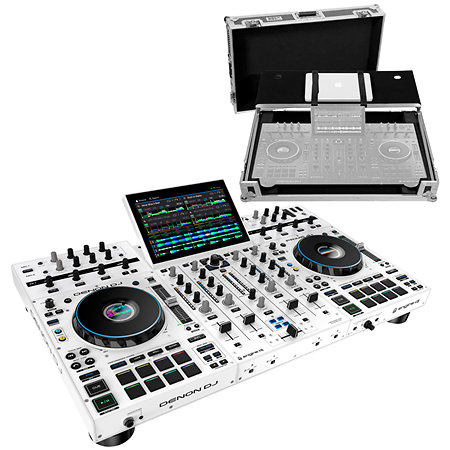 Denon DJ Pack Prime 4+ White Limited Edition + Flight Case Silver