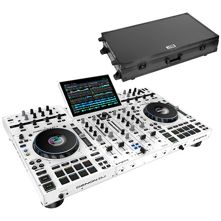 Denon DJ Pack Prime 4+ White Limited Edition + Flight Control Black