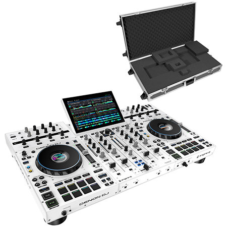 Denon DJ Pack Prime 4+ White Limited Edition + Flight Control Silver