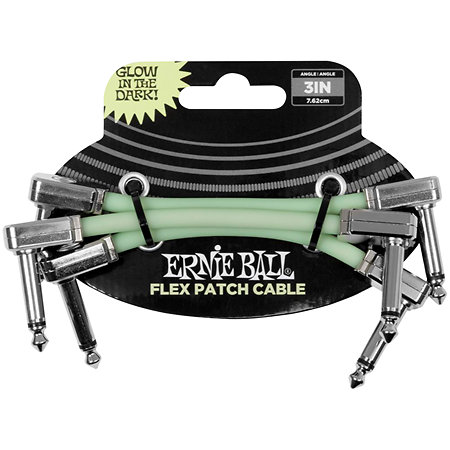 6474 Câbles Patch Phosphorescent 7,5 cm Lot de 3 Ernie Ball