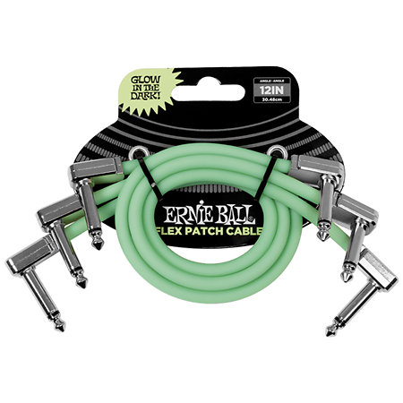 Ernie Ball 6476 Câbles Patch Phosphorescent 30 cm Lot de 3