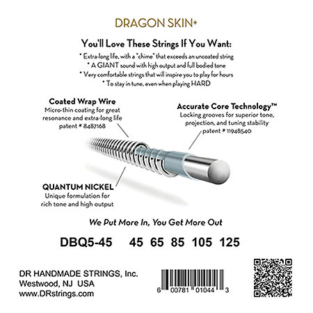 Dragon Skin+ Quantum Nickel Light 45-125 DR Strings
