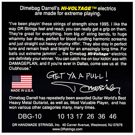 Hi-Voltage Dimebag Darrell Medium 10-46 DR Strings