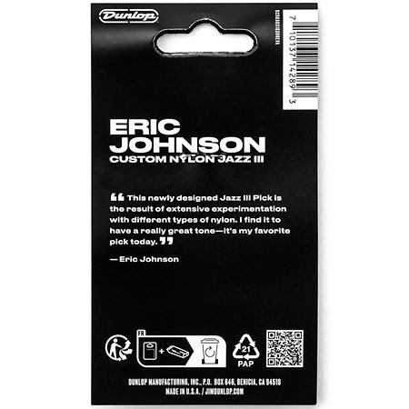 407P138EJ Eric Johnson Custom Nylon Jazz III Sachet de 6 Dunlop