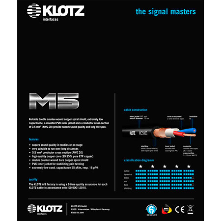 Klotz Câble M5 Pro XLR mâle/femelle 50m