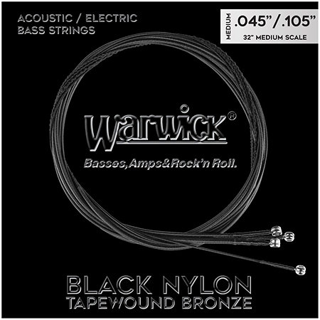 Warwick Black Nylon Tapewound Medium 045-105