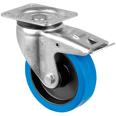 Showgear Roue Pivotante Bleue 125 mm avec frein