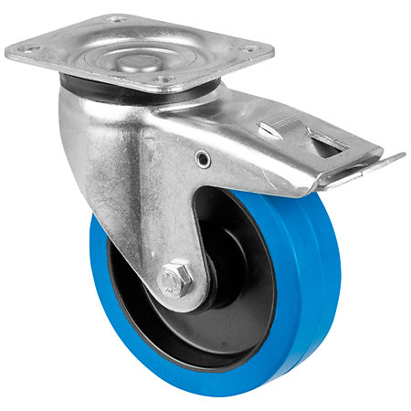 Showgear Roue Pivotante Bleue 160 mm avec frein