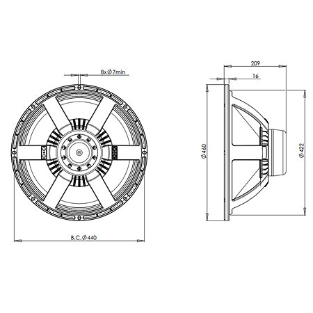 B&C Speakers 18NW100 4 Ohm Push Buttons