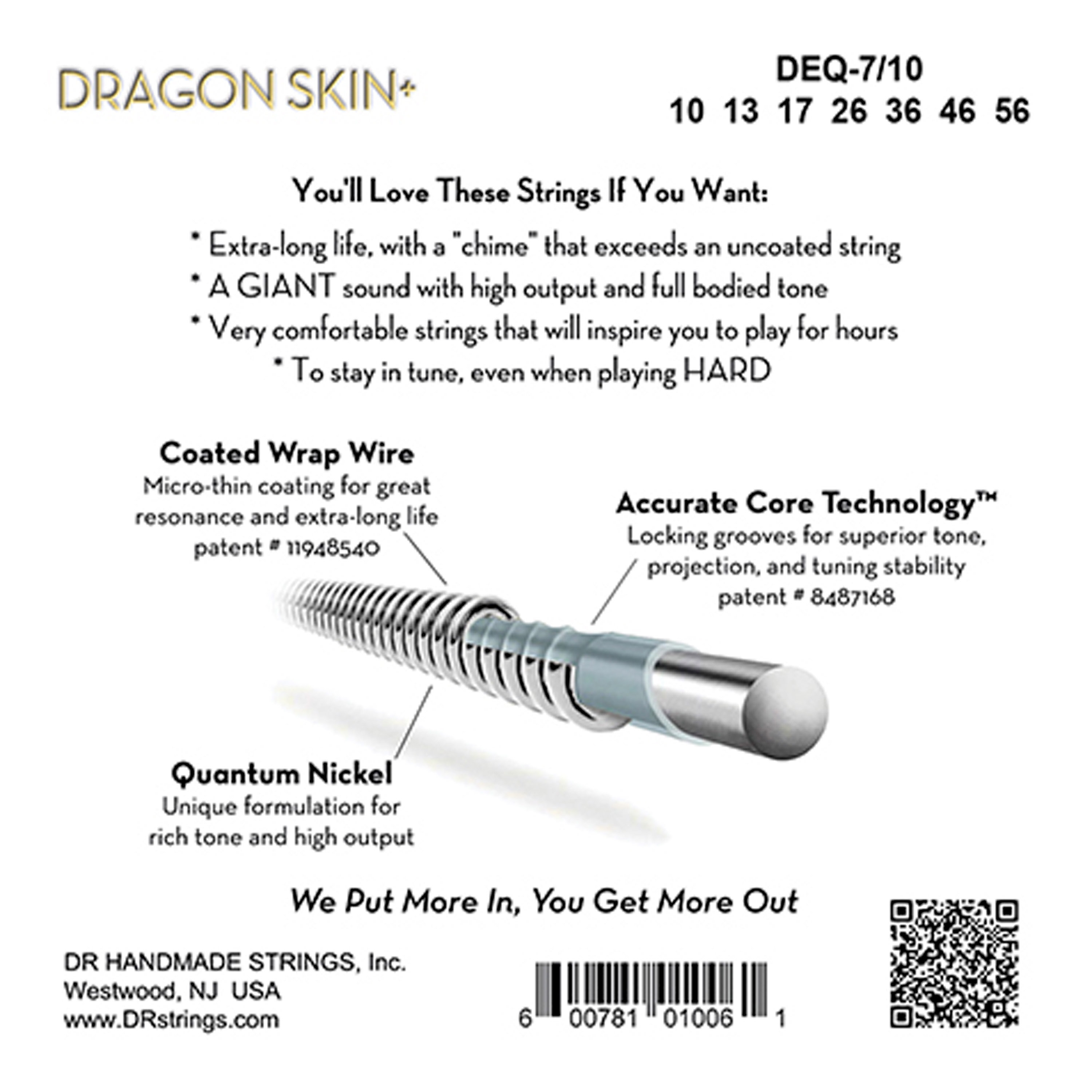 DR Strings Dragon Skin+ Quantum Nickel Medium 10-56 - Cuerdas de ...