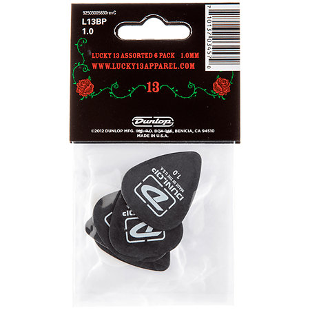 L13BP10 Lucky 13 Assortiss 1,00 mm Sachet de 6 Dunlop