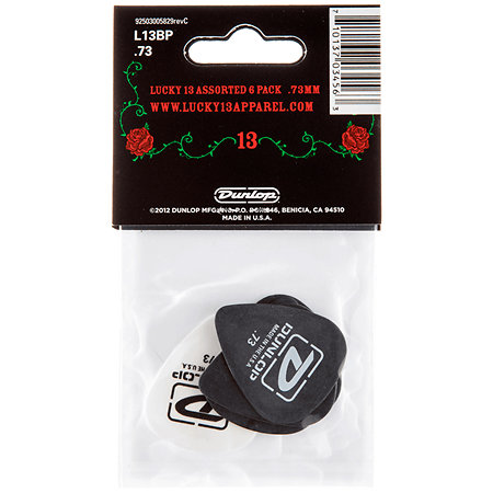 Dunlop L13BP73 Lucky 13 Assortiss 0,73 mm Sachet de 6