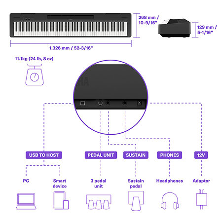 Pack P-145 BT + Stand + Banquette Yamaha