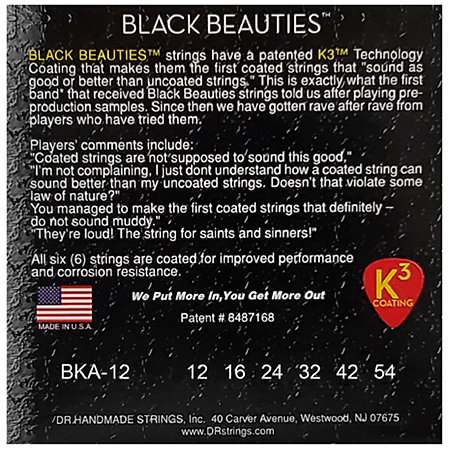 BKA 12 Black Beauties Light 12-54 Black DR Strings