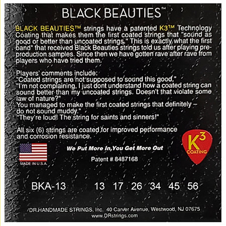 BKA 13 Black Beauties Medium 13-56 Black DR Strings