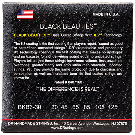 BKB6 30 Black Beauties Basse 6 Cordes Medium 30-125 Black DR Strings