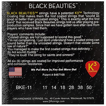 BKE 11 Black Beauties Heavy 11-50 Black DR Strings
