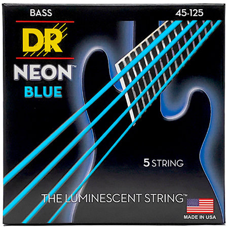 DR Strings NBB5-45 Hi Def Neon Blue Medium 45-125