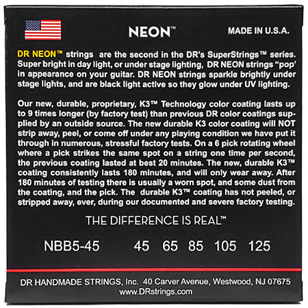 NBB5-45 Hi Def Neon Blue Medium 45-125 DR Strings