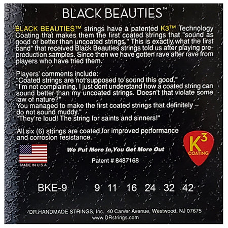 BKE 9 Black Beauties Light 9-42 Black DR Strings