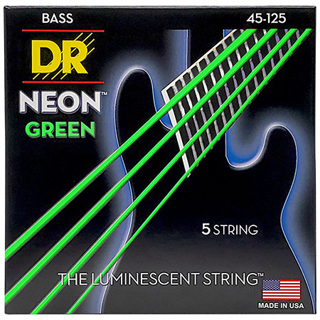 DR Strings NGB5-45 Hi Def Neon Green Medium 45-125