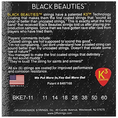 DR Strings BKE7 11 Black Beauties 7 Cordes Heavy 11-60 Black